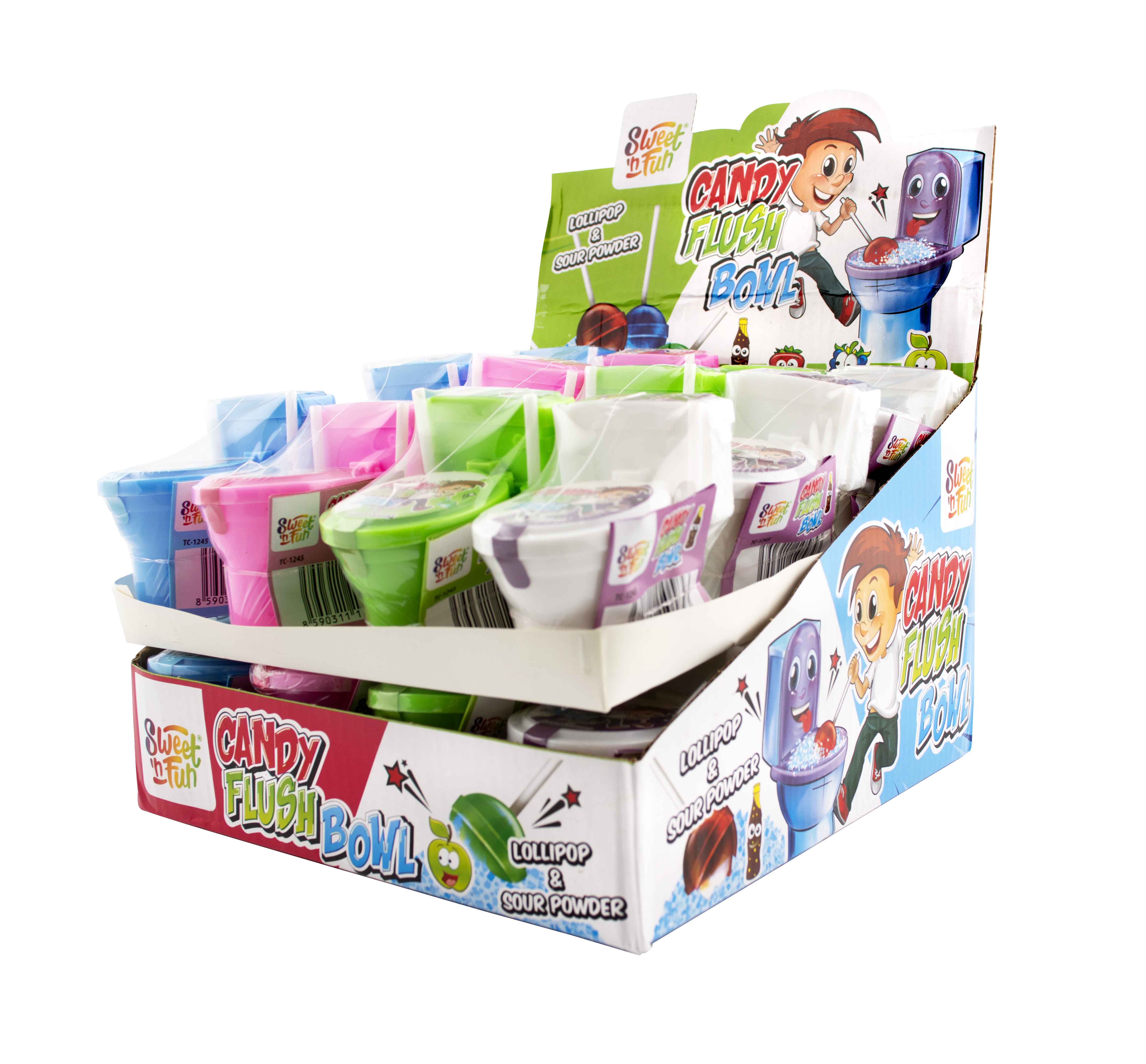 Candy Flush Bowl lízanky s práškom - 24 ks